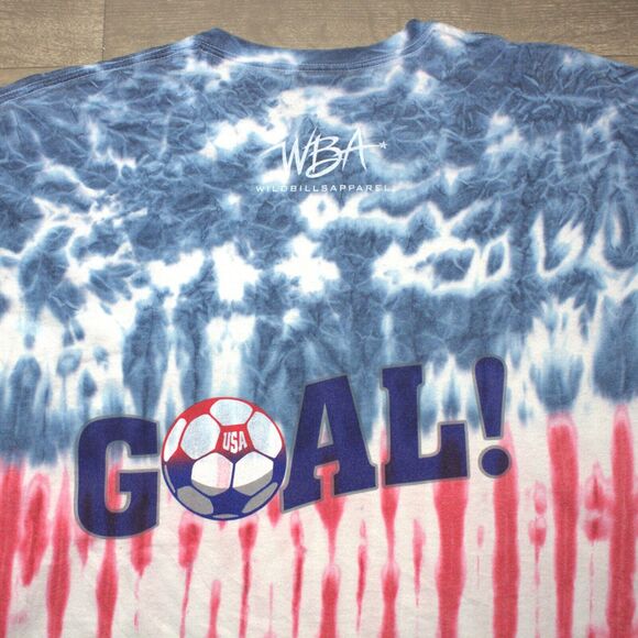 Vintage USA Soccer Football Tie-Dye T-Shirt White Red Blue Size XL - Picture 5 of 5